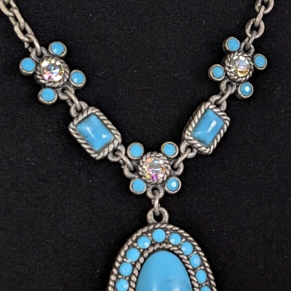(2/$20) And Lovely Faux Turquoise Pendant Necklace - Picture 3 of 6